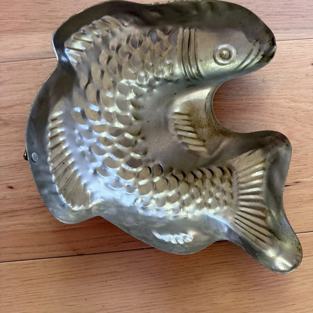 Vintage Copper Molds Set of‎ 3 Copper Fish Grapes Round MCM Kitchen Decor